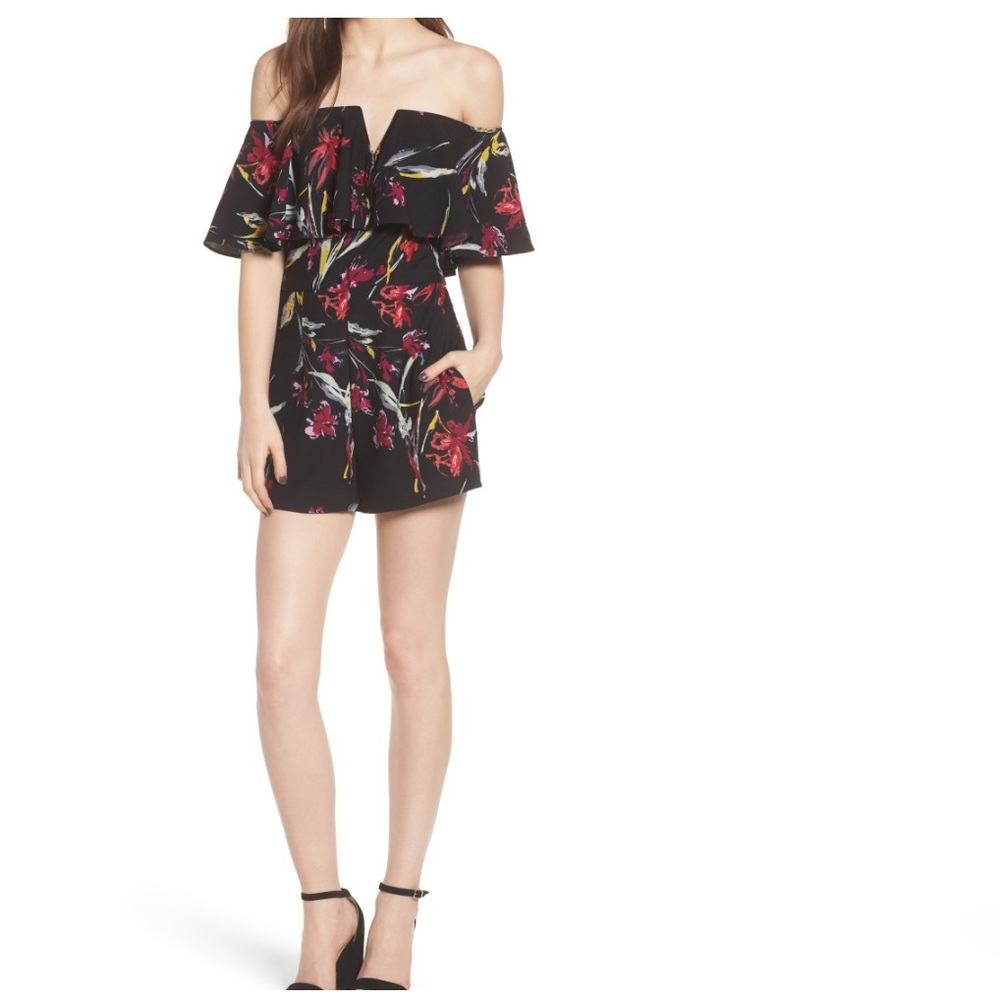 Leith Strapless Flounce Romper